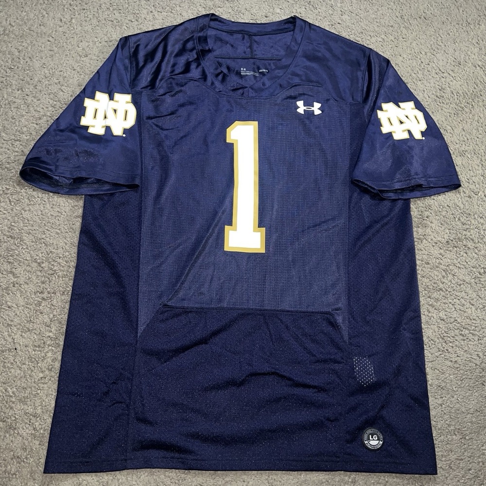 Notre Dame Fighting Irish Men Jersey XL Navy Football Embroidered Under Armour 1